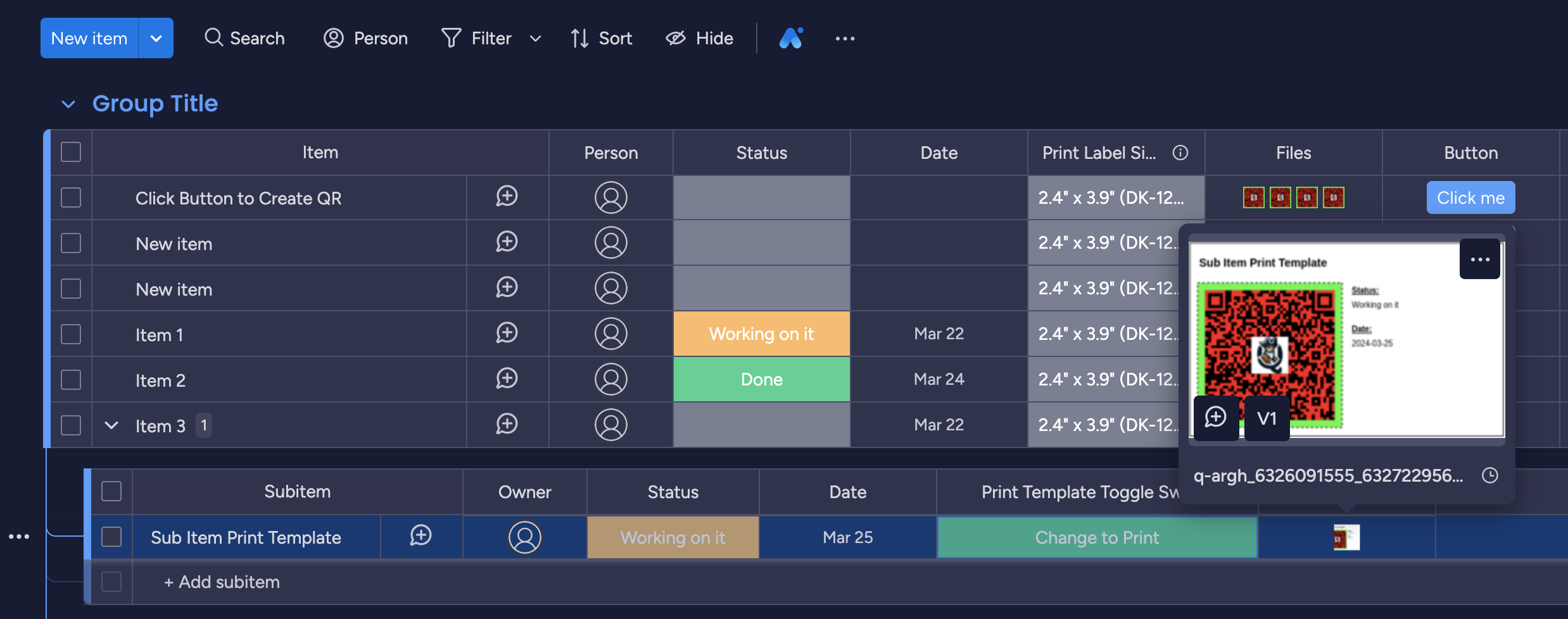 QR Options